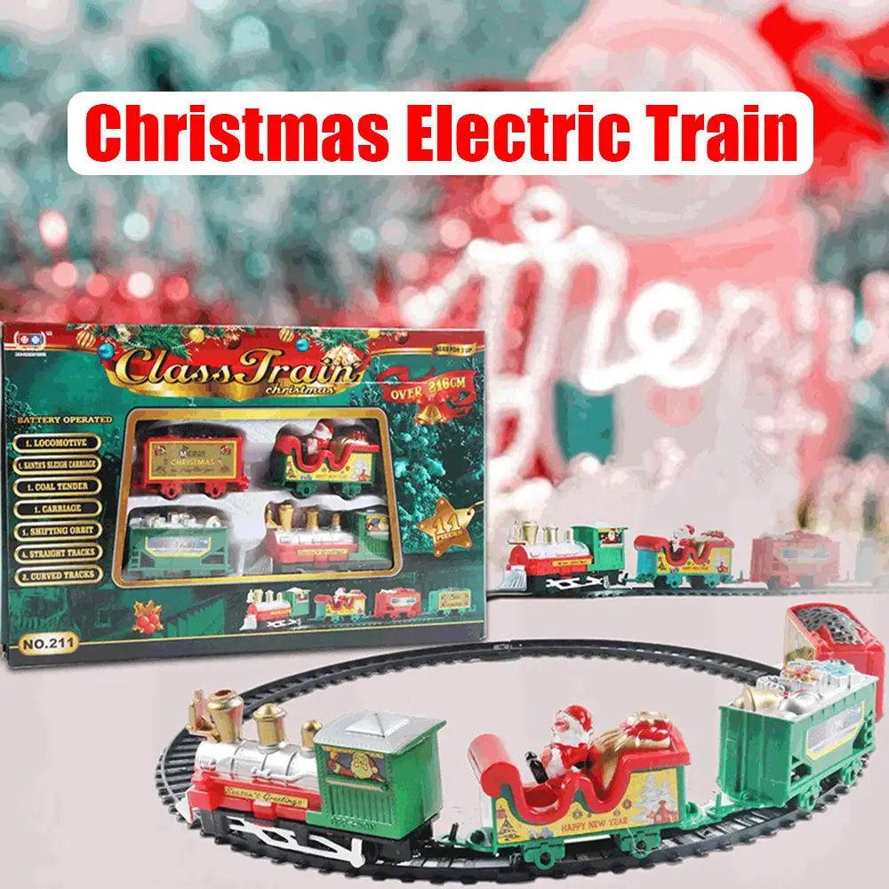 Easy to Assemble Children Gift Without Music Railway Trains Transportation Building Toys Electric Train Christmas Toy