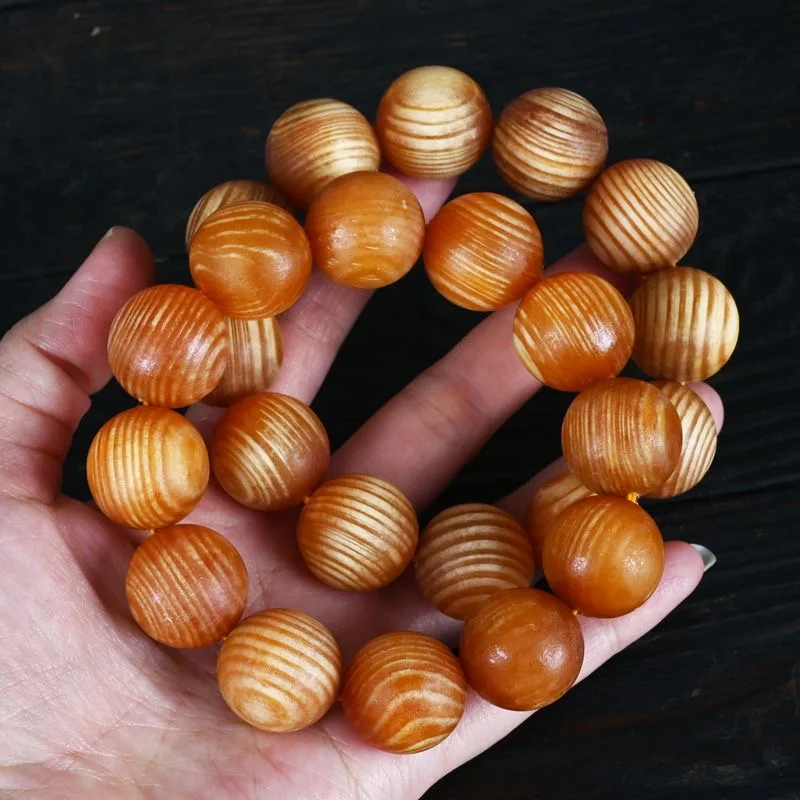

Amber Wooden Bracelet Northeast Changbai Mountain North Full Pine Ming Zi Light Transmission Buddha Beads Jadified Blood Wood