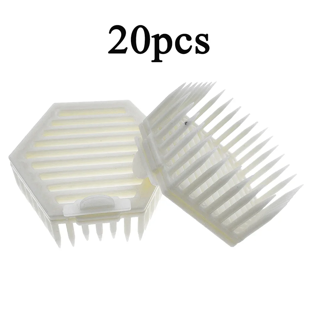 20PCS Bee Rearing Cage Introduction  Queen Honey Colony Hexagonal Plastic Press Push In Catcher Apiary Beekeeping Supplies