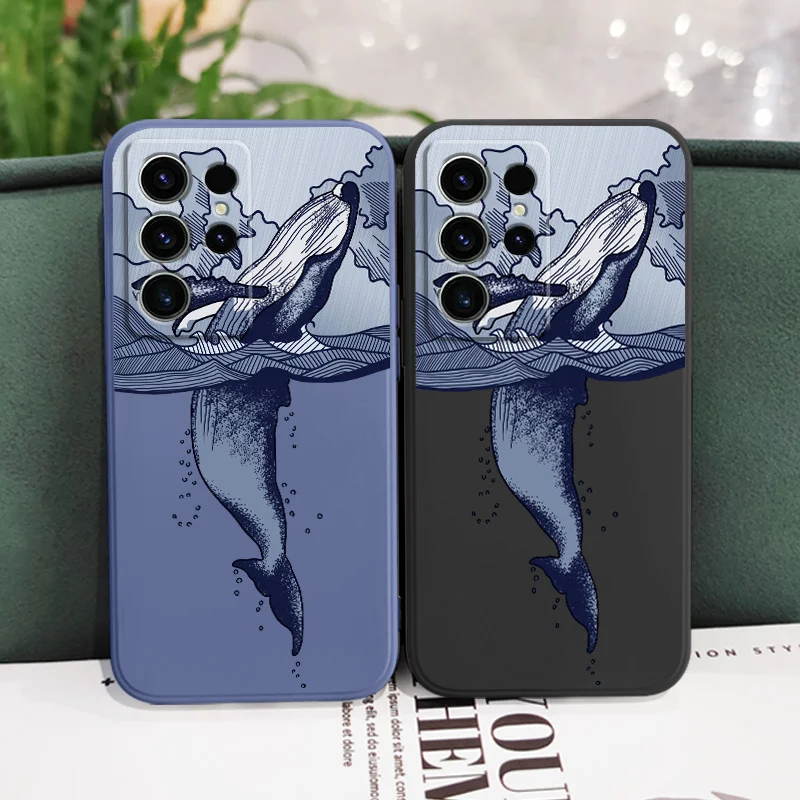 Walvis Springen Telefoon Case Voor Samsung Galaxy S25FE S24 S23 S22 S21 S20 S10 S10E S9 Ultra Plus FE Note 20 Ultra 10 9 Plus Cover