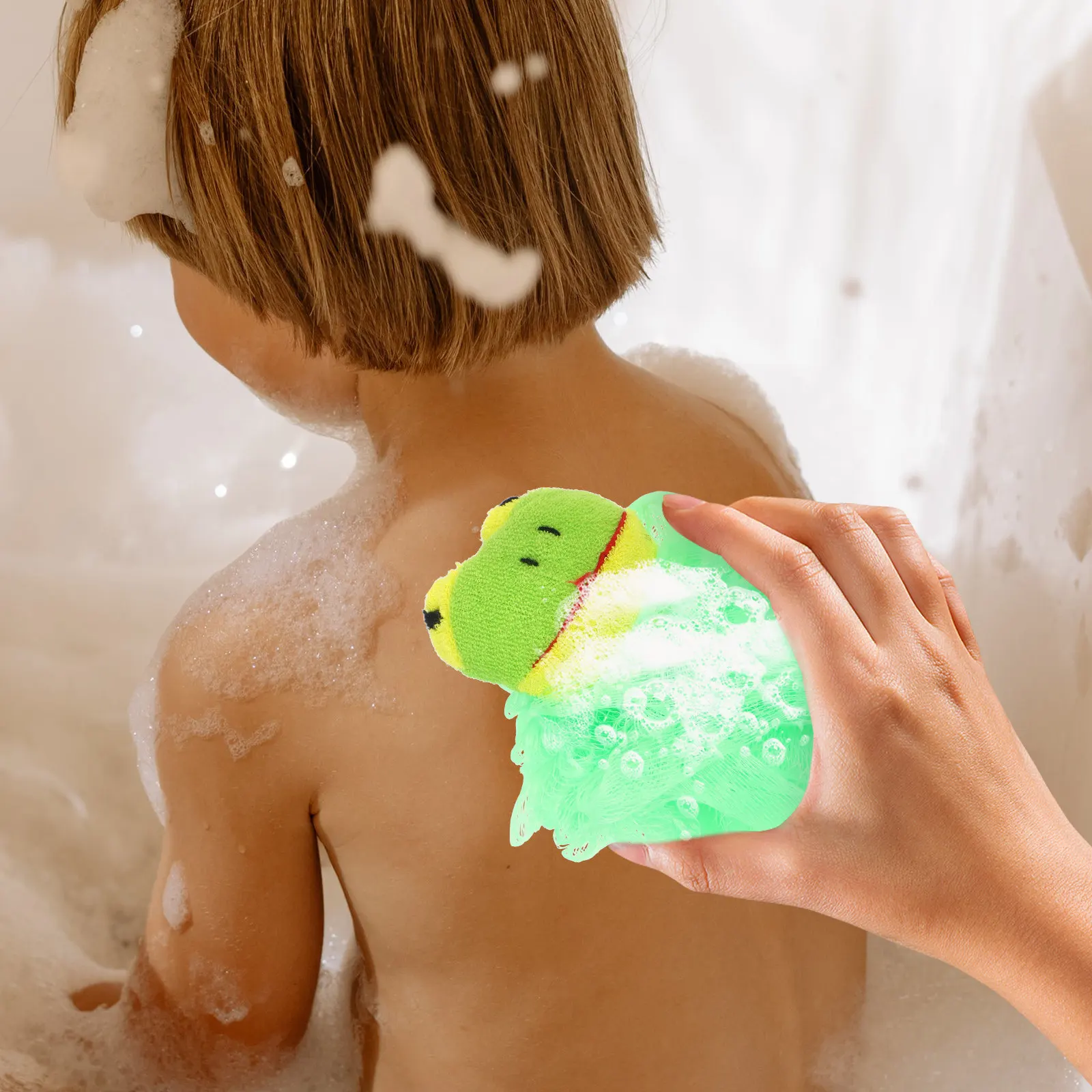 

4Pcs Children's Bath Shower Balls Gentle Exfoliating Animal Shape Soft Skin Friendly Kids Washing Towels Daily Bath Cleaning