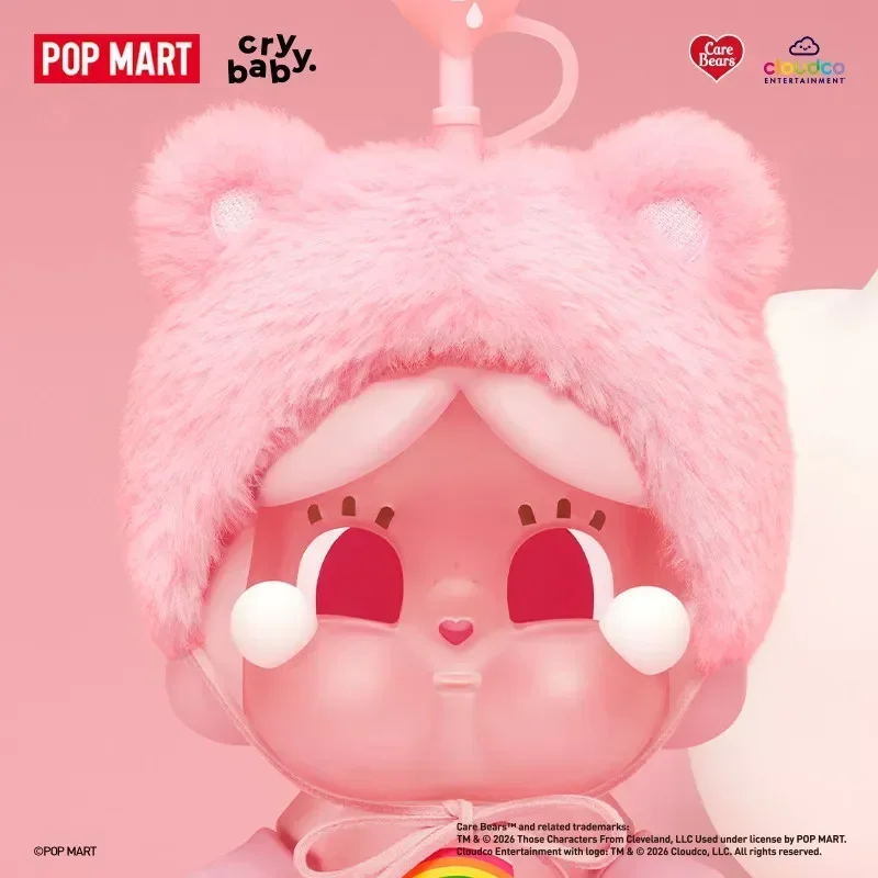 POP MART CRYBABY Серия Care Bears Стеклянная кружка с трубочкой Модная игрушка-сюрприз в случайной коробке Загадочная коробка-сюрприз Фигурка-сюрприз Подарок-сюрприз