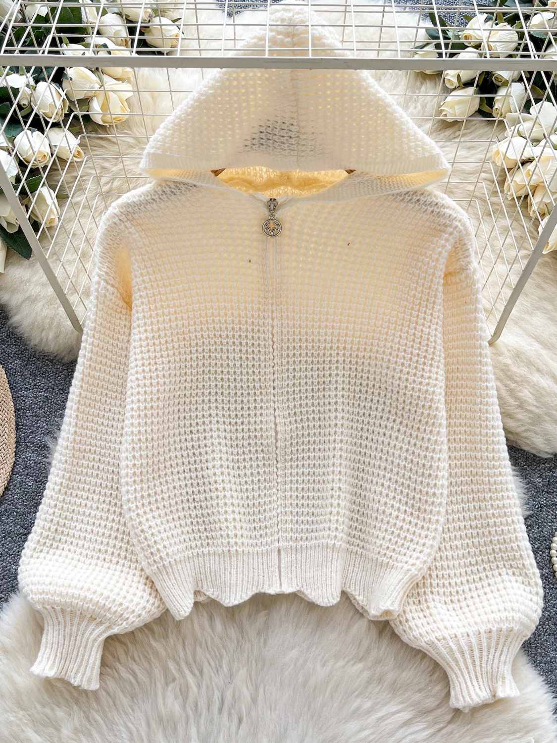 Suéter F de Tricô Solto com Capuz For de Lã, Estilo Casual de Outono, Efeito Emaecedor Confortável, Top Moderno ...