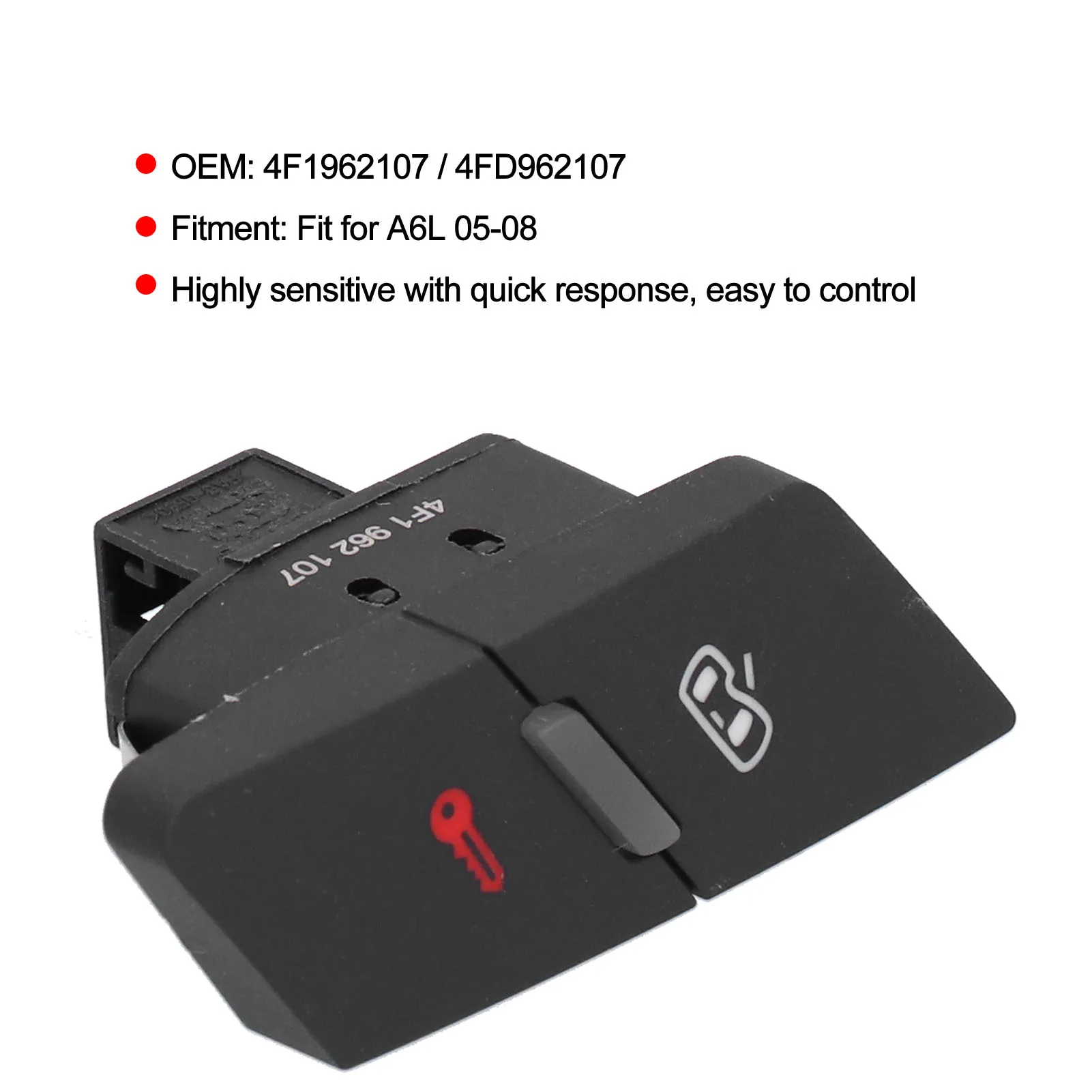 OEM 4F1962107 Replacement Car Central Lock Button Left Front Door High Sensitivity Easy Install ABS Durable for A6L 05-08