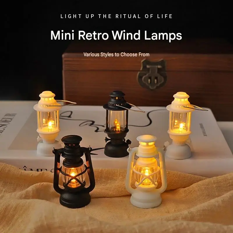 Mini Retro Simulated Night Light LED Electronic Candle Lamp Portable Lamp Decorative Atmosphere Pendant Desktop Ornament