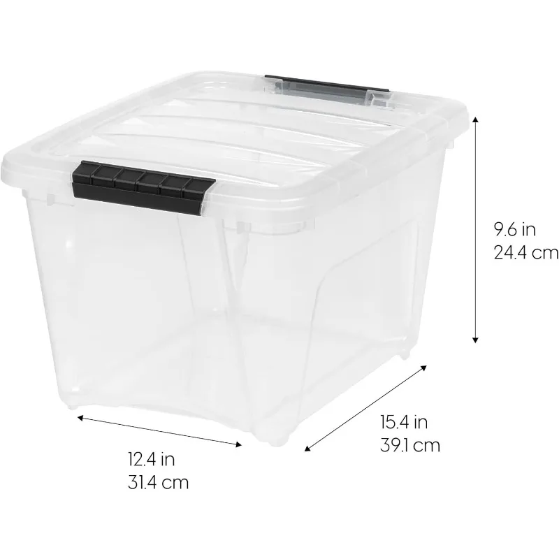 

Stackable plastic storage box with lid, 4 packs - BPA free, transparent tissue solution, durable and nestable container