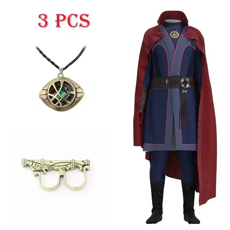 Doctor Strange Costume Kids Superhero Steve Doctor Strange Cosplay Costume Cloak Necklace Ring Halloween Costume for Adult Child