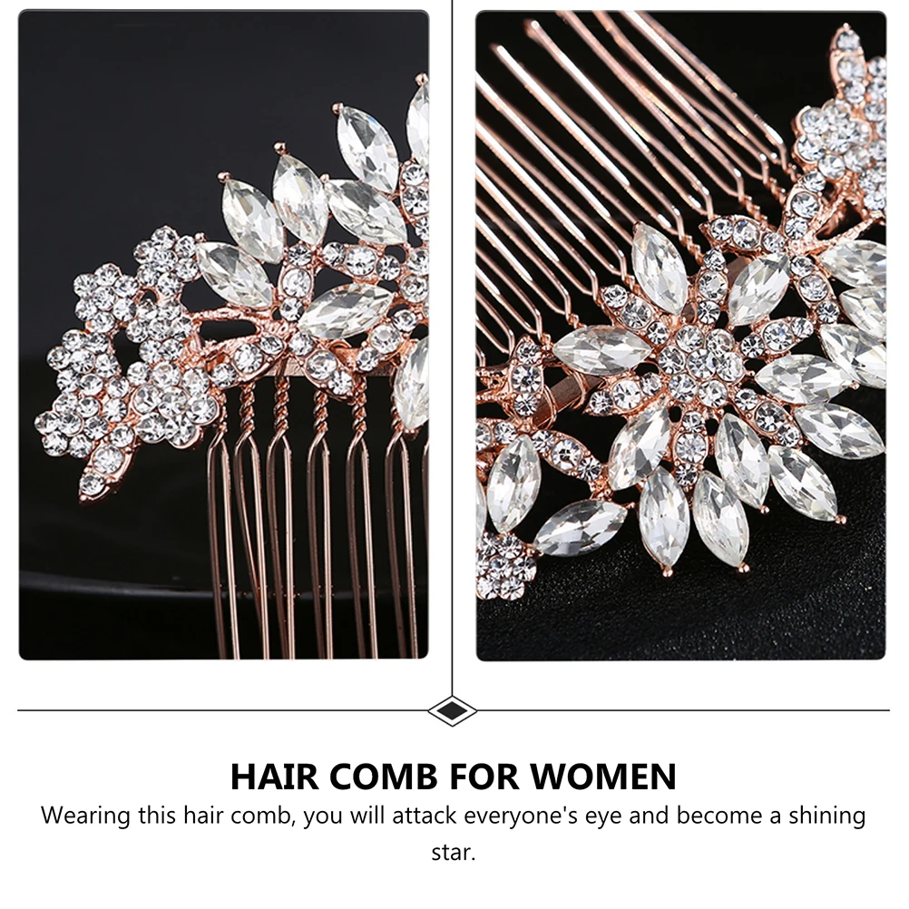 

Bridal Hair Comb Wedding Headdress Accessories Handmade Headwear Rose Gold HS-J4098RG Elegant Hair Decorations for Bridesmaids