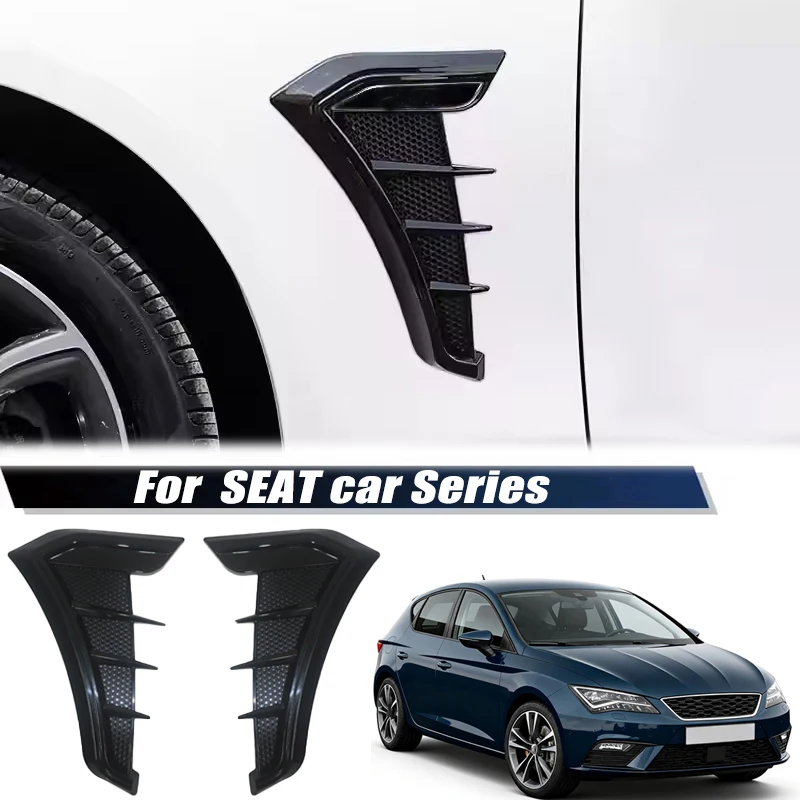 2pcs Carbon Fiber Black Car Hood Air Intake Vent Cover Stickers For SEAT Ibiza Leon Arona Ateca Tarraco Toledo Mii Alhambra Alte