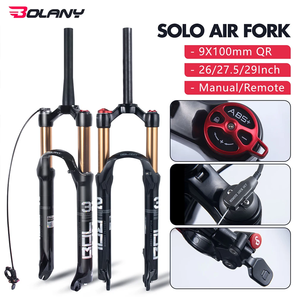 Bicicleta de montanha BOLANY com suspensão a ar de 26/27,5/29 polegadas, garfo de bicicleta com suspensão a ar e óleo de 120 mm, liberação rápida de 29 polegadas, acessórios para bicicleta MTB