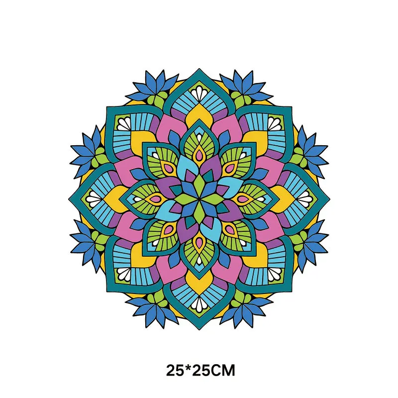 Fashion Mandala Flowers Thermo Stickers on Clothes Heat Transfer Appliques Iron on Patches Fusible Sticker Custom Patch