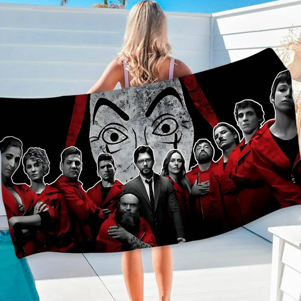 La Casa De Papel Money Heist Microfiber Blanket Quick Drying Beach Towels Oversized Printing Super Absorbent Pool Towel Blanket