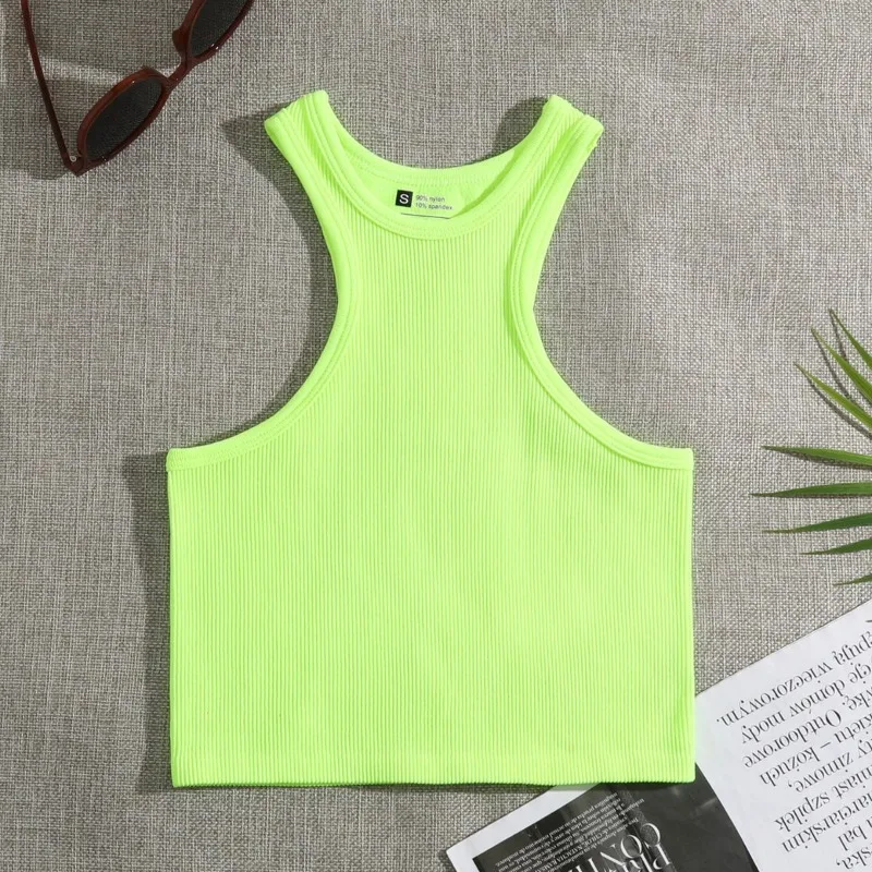 High Elasticity Seamless Crop Top Thread Solid Vest Women Fitness Trainning Yoga Tank Tops Sexy Sleeveless Sports Casual Vest