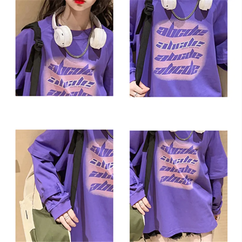 Cool teen Girls Tops Sweatshirt Letter Pattern Long Sleeve O-Neck Pullover Kids Casual Loose Hoodie Cotton Childrens Clothes
