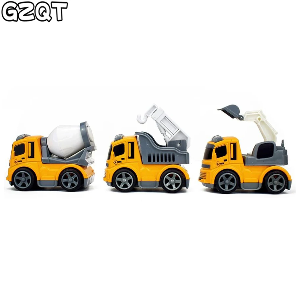 

3 Kinds Inertial Engineering vehicles Mini Model Toy Diecast Alloy Excavator Crane Bulldozer Pull Back for Boy Toys Gift for Kid