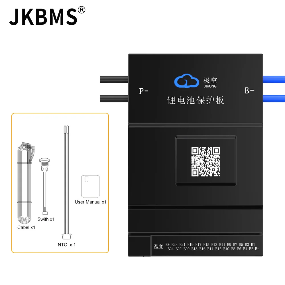 JKBMS 8S 9S 10S 11S 12S 13S 14S 15S 16S 20S 21S 24S Smart BMS 60A 80A 100A Active Balance Lifepo4 18650 Battery Storage