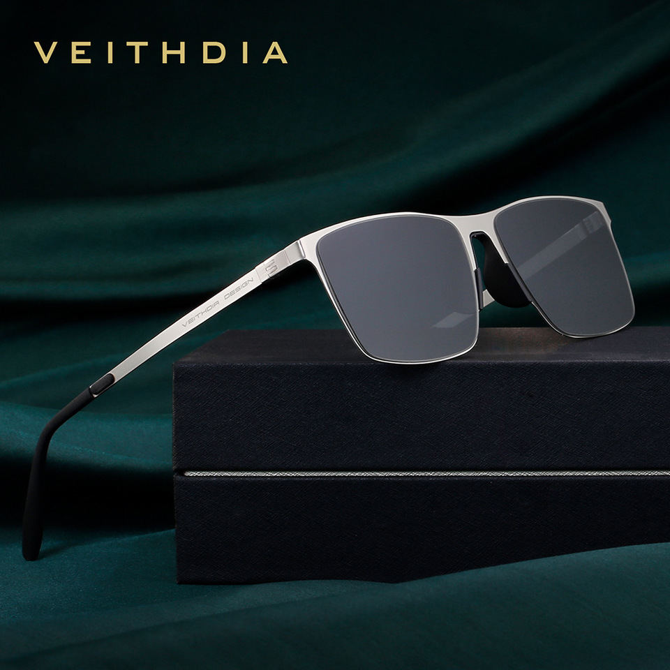  VEITHDIA Brand Fashion Sunglasses Stainless Steel High-definition Nylon Lens Polarized UV400 Eyeglasses For Men Women, 8212
