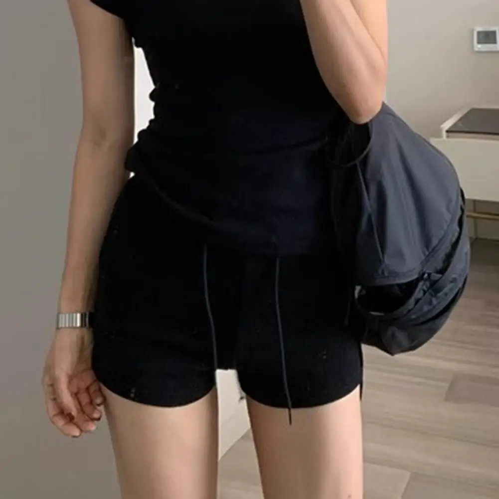 

Elastic Waist Shorts Women Sport Shorts with Elastic Waistband Adjustable Drawstring Summer Outdoor Activewear Low-rise Gym