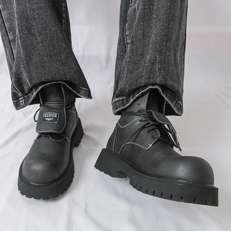 

Fashionable Men Chelsea Boots Black European American Casual Business Office Brand Denim Boots Social Boots Size 38-46 Men Boots