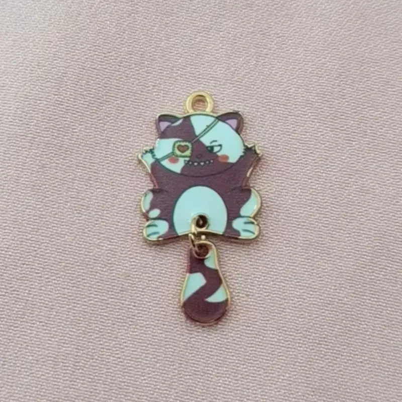 14pcs alloy printed cat keychain, suitable for bag hanging accessories, the best choice for gifts