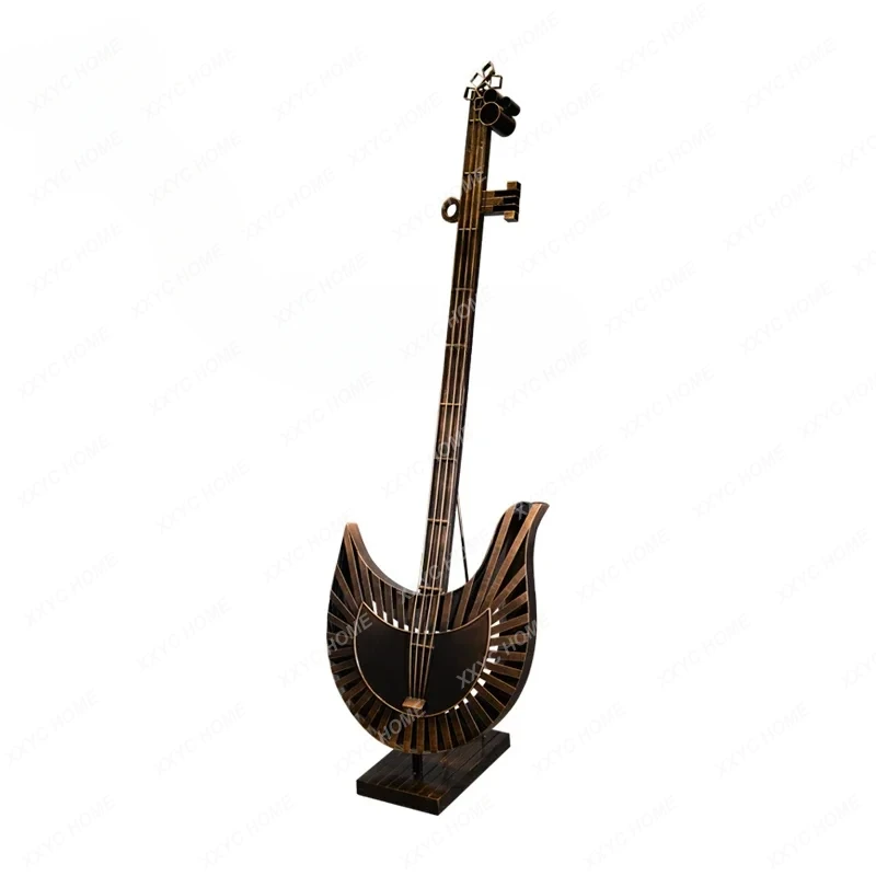 A Large Classical Guitar Musical Instrument Floor Sculpture Hotel Hall Decoration Soft Decoration Metal Ornaments