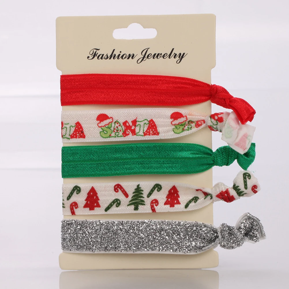 

30pcs Christmas Hair Tie Fabric Ponytail Holder Durable Lightweight Girl Holiday Hair Accessories Printing Headdress Tie