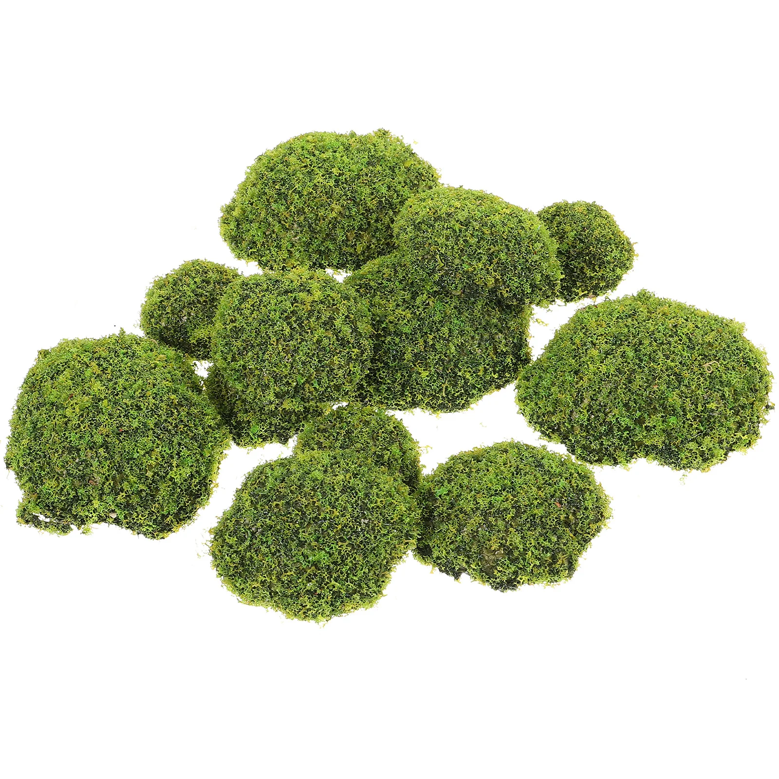 

12Pcs Creative Mossy Stone Design Artificial Rocks for Micro Landscape Flower Vases Decor Artificial Moss Rocks