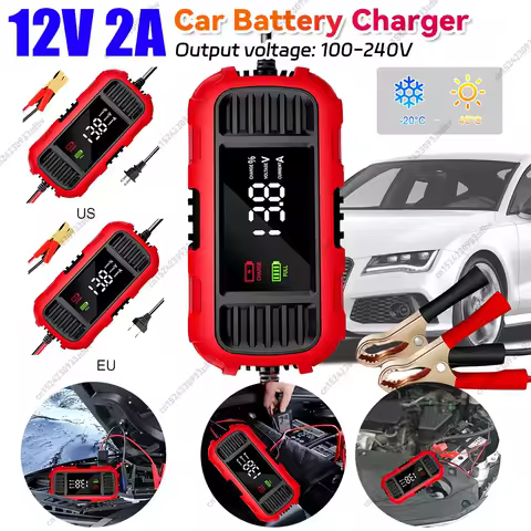 12V 2A Motorcycle Battery Charger Car Motorcycle Lead Acid Battery Charger Fully Automatic Battery Charger for Car Truck Battery