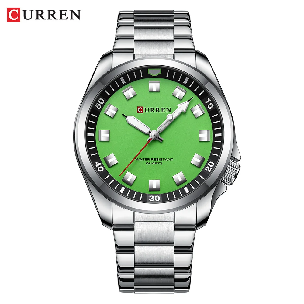 CURREN Modische, brandneue Uhren für Herren, klassisch, schlicht, Business-Armbanduhr mit Quarz-Edelstahlband und leuchtenden Zeigern