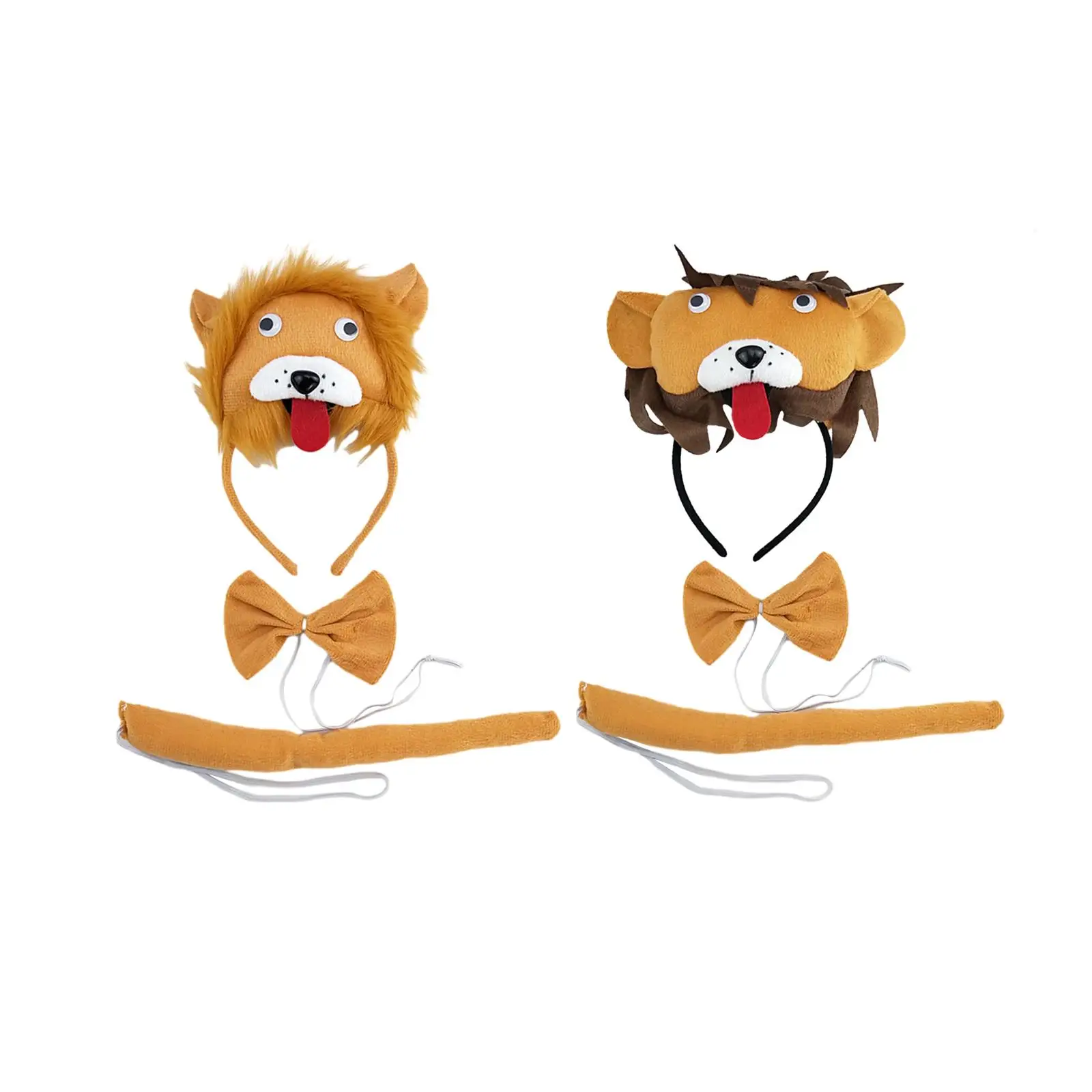 Kids Halloween Animal Costume Set Headdress Ears Headband Tail Lion Costumes