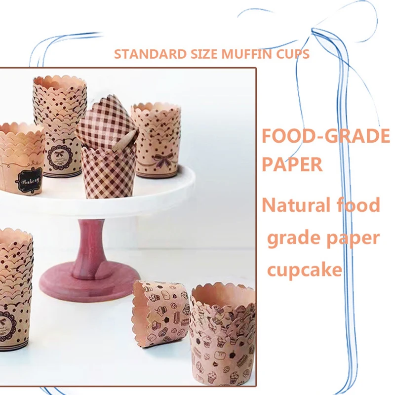 F】50Pcs Muffin Cupcake Paper Cups Wrapper Mini Dessert Cupcake Liners Baking Cup Set Birthday Wedding Cake Mold Kitchen Supplies