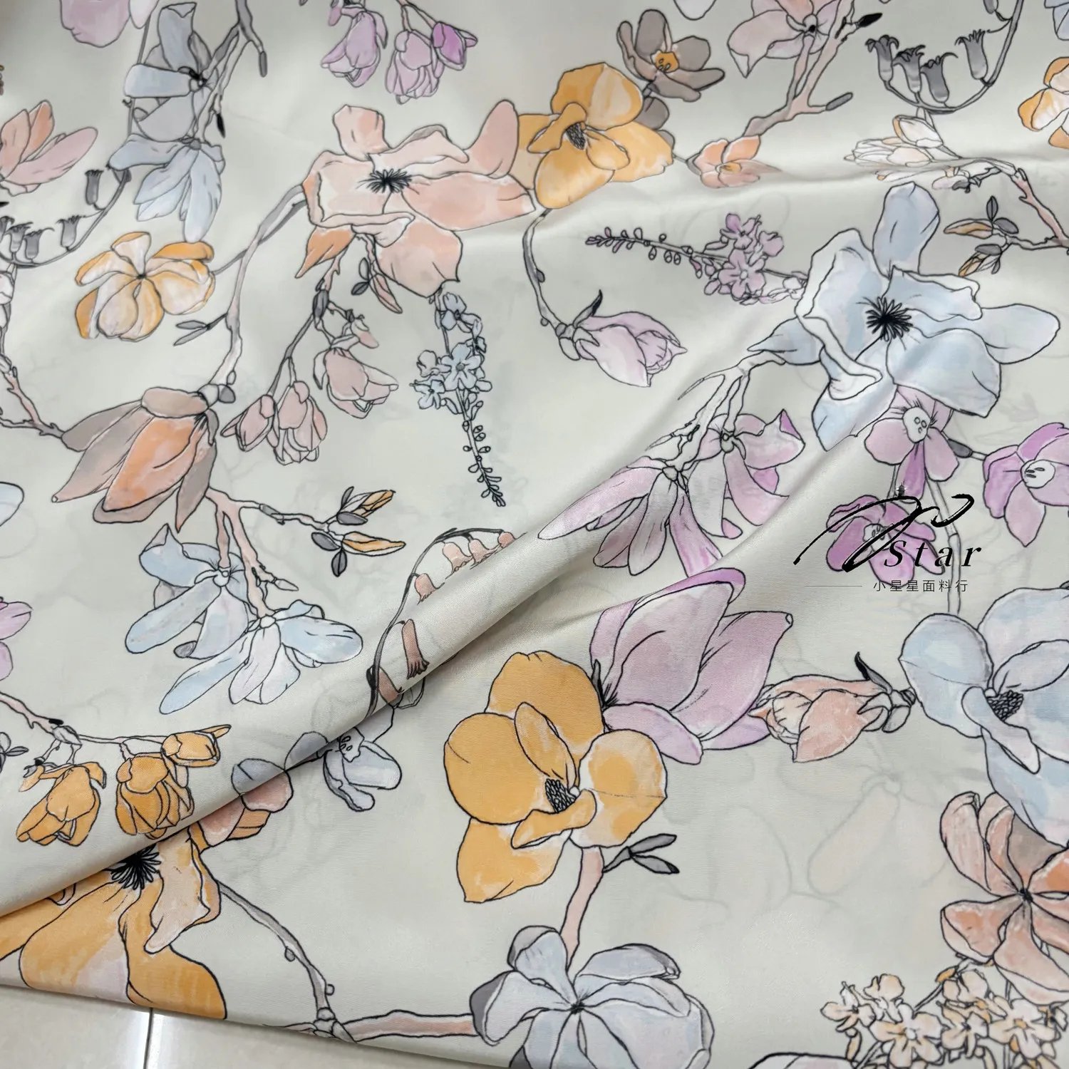 23 Momme Printed Pure Silk Crepe De Chine Cloth Shirt Dress Matte Silkworm Silk Satin Fabric Spring and Summer