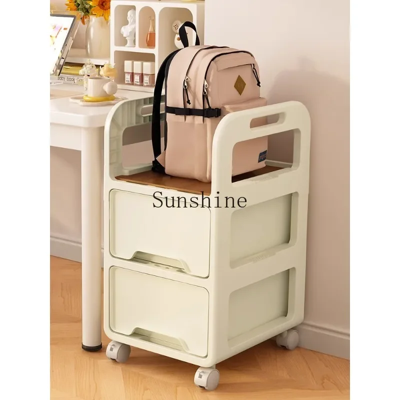 Bookshelf Floor-to-ceiling shelf Household storage School bag rack with wheel