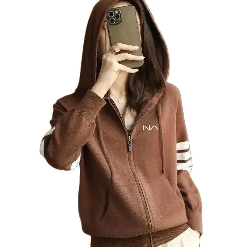 

방풍니트골프 Korean Luxury Hooded Golf Sweater Women Golf Wear 2024 Autumn New Golf Jacket Fashion Knit Cardigan Women's Golf Clothes