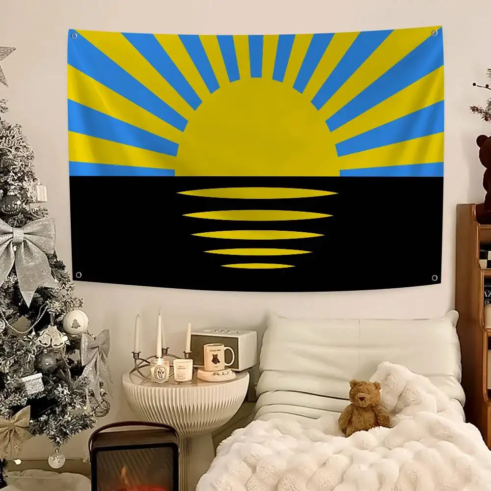 Donetsk Flag Banners Four Hole Flag Polyester Outdoor Decor Room Aesthetic