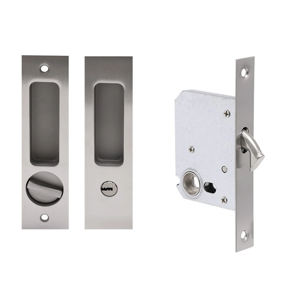 Stainless Steel Keyless Sliding Door Lock For Bathroom Invisible Hook Latch Easy DIY Installation Modern Privacy Security