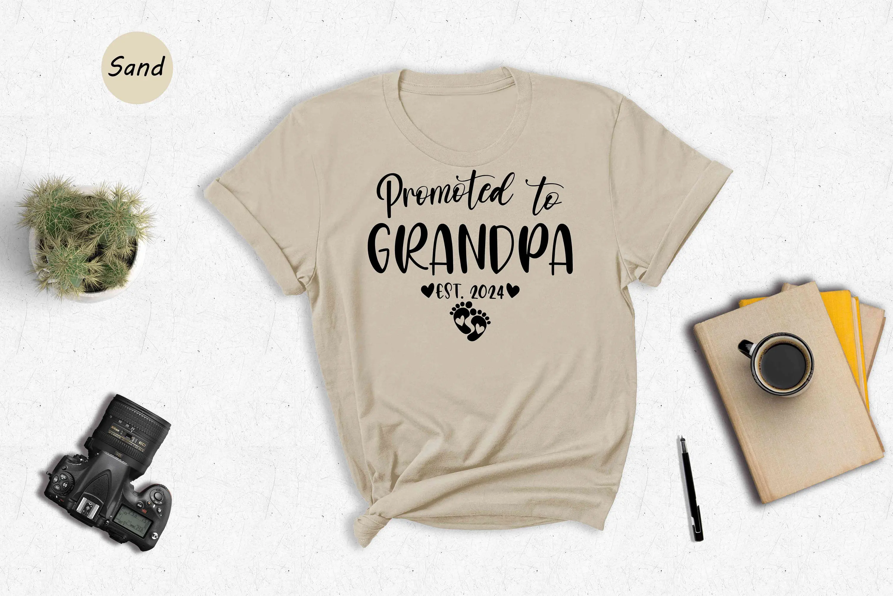 Promoted to Grandma Grandpa Est 2024 Matching T Shirt New Grandparents Funny Gender Reveal