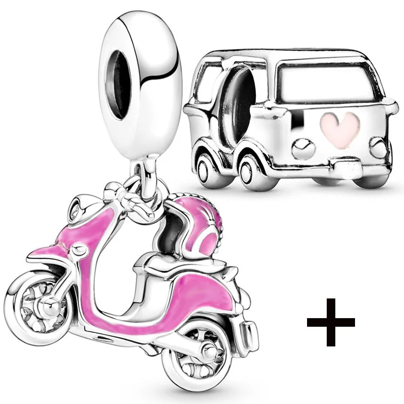 Seialoy 2pcs/lot Electric Bicycle Motorcycle Charm Earth Beaded Multicolor Oller Skates Airplane Pendant DIY Beacelets Accessory