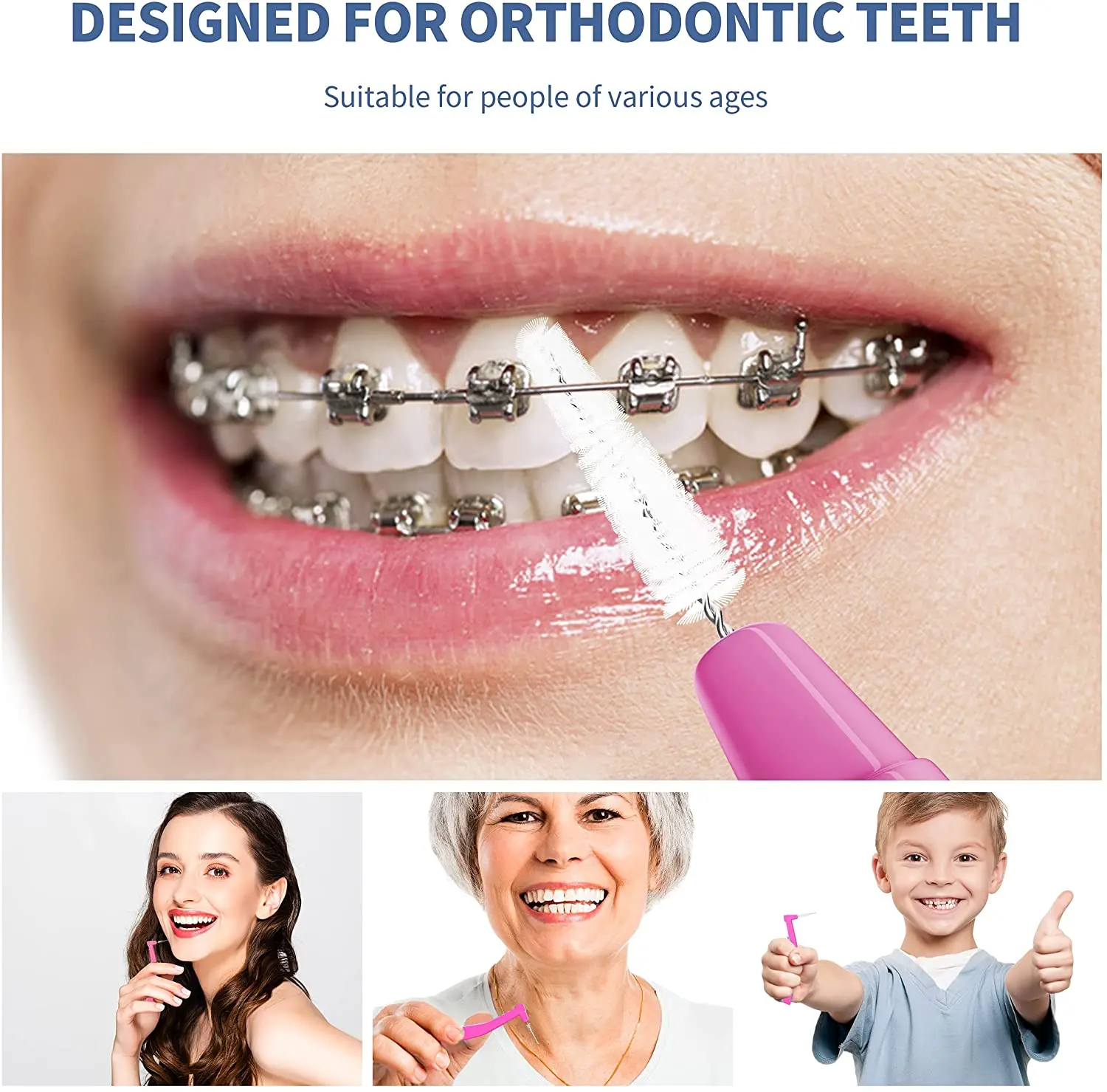 فرشاة بين الأسنان على شكل Kingubznis ، أعواد أسنان ناعمة لتقويم الأسنان ، تنظيف الأسنان ، بين فجوات الأسنان ، 60 في الصندوق