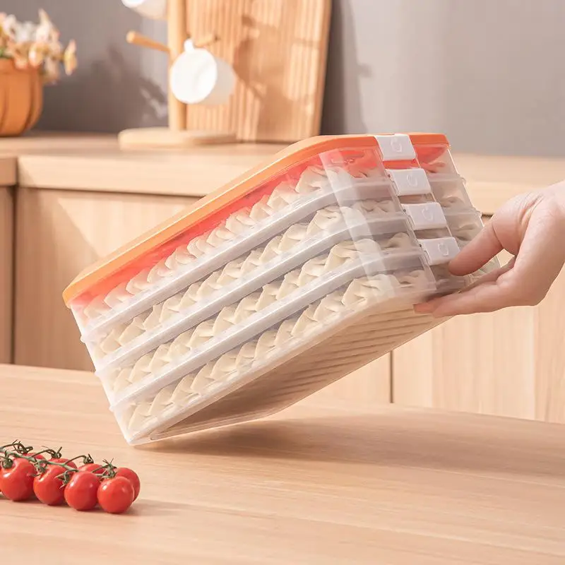 Freezer Safe Food Storage Containers with Lids 1-4 Stackable Layers Sealed Dumpling Box for  Food Storage