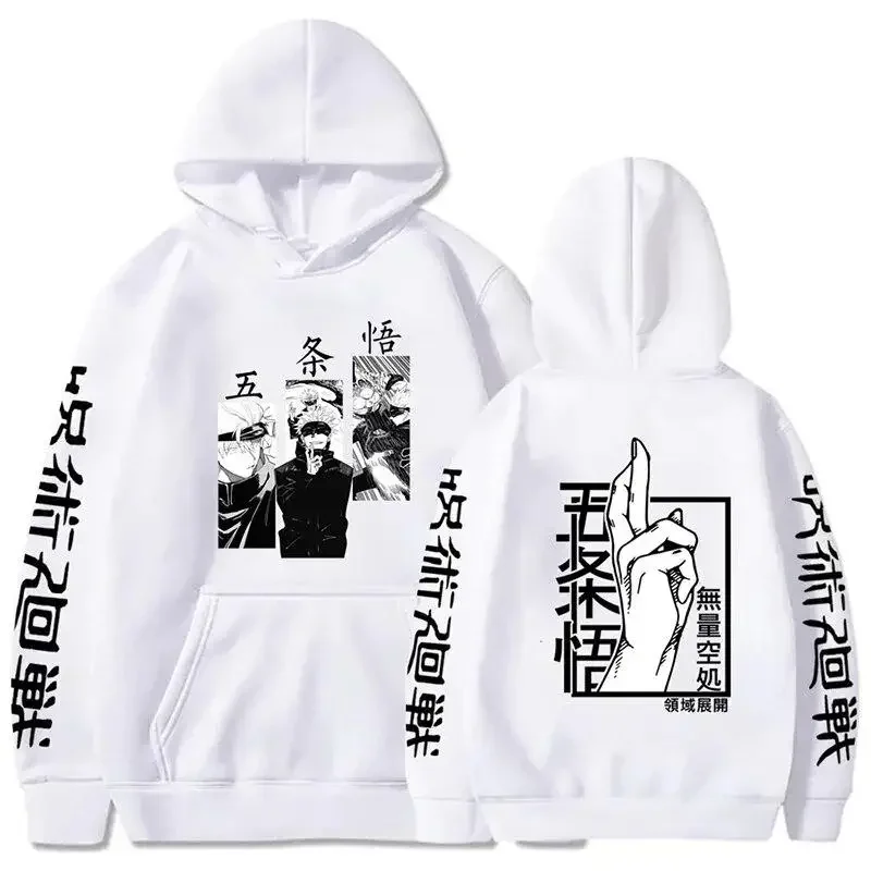 Japanese Anime Hoodie Gojo Satoru Print Hooded Pullover Harajuk Men’s Streetwear Fashion Casual Fleece Autumn Sweatshirt