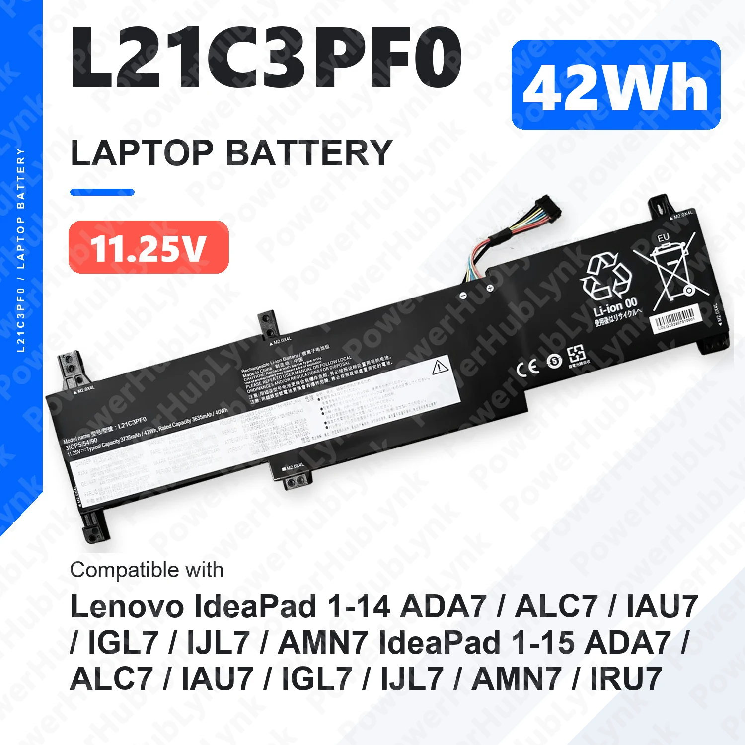L21C3PF0 11.25V 42Wh Laptop Battery For Lenovo IdeaPad 1-14 1-15 ADA7 ALC7 IAU7 IGL7 IJL7 AMN7 IRU7 L21M3PF1