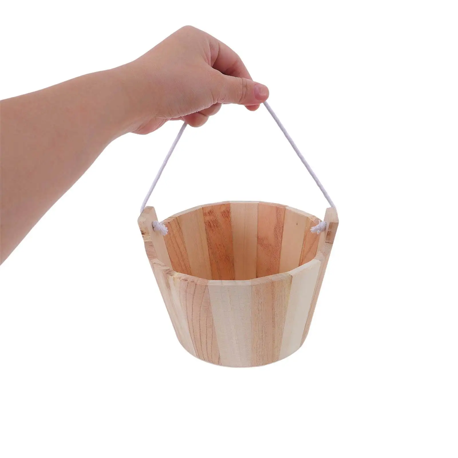 

Wood Sauna Bucket Handmade Natural Wooden Spa Bath Shower Bucket for Home Sauna Steam Room Accessories Wood Bath Tub
