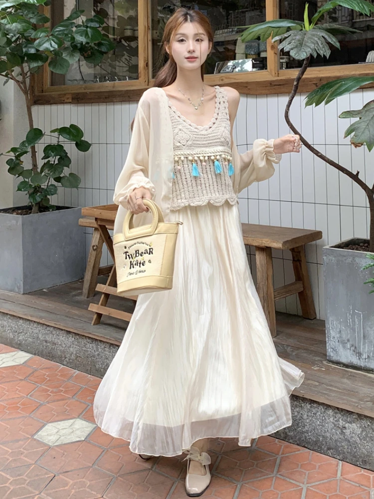 Skirts Sets Women Tassel Backless Special All-match Ladies Summer Creativity Charming Basics Leisure Korean Style Personality