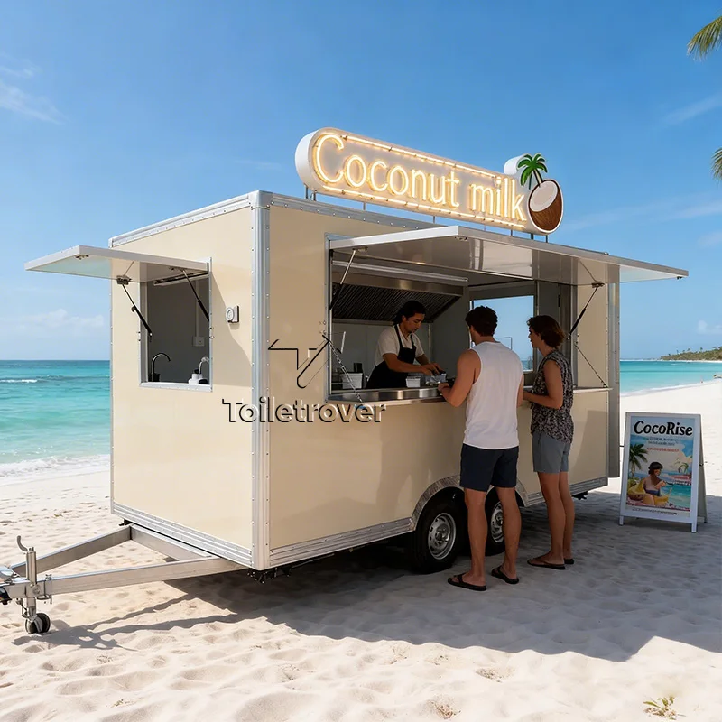 Remorque Custom Mobile Food Van Trailer Churro Food Truck Pizza Commercial Food Trailer with Full Kitchen Equipment and Porch