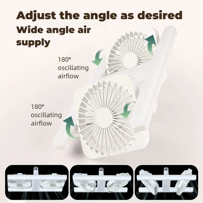 E27 Double-Head LED Ceiling Fan, with Remote Control for Lights, Super Strong Wind Power, Silent Design, Suitable for Bedroom