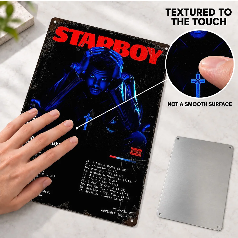 The Weeknd Starboy Deluxe Album Aluminum Poster Personalized Metal Sign Graphic Design Wall Art For Living Room Music Fan Gift