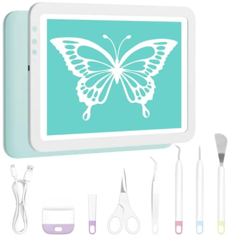 Rechargeable A4 Light Board with Weeding Tools Set and Accessories for Vinyl Ultra-Thin and Bright Light Pad for Vinyl Weeding