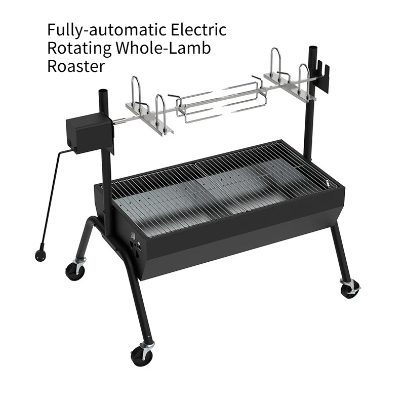 Automatic Rotating BBQ Grill Electric Charcoal Roaster for Whole Lamb Chicken Commercial Outdoor Park Barbecue