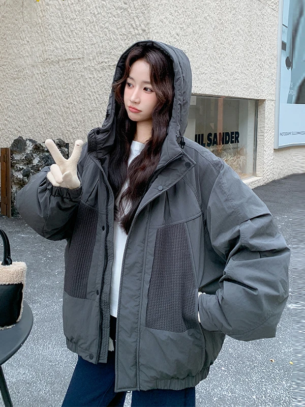 

ey Hooded Workwear down Jaet Women's ort Thiened Winter Casual Versatile 90% White Du down Outerwear